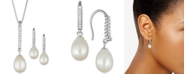 Macy's Cultured Freshwater Pearl (7-11mm) & Cubic Zirconia Linear Jewelry Set in Sterling Silver
